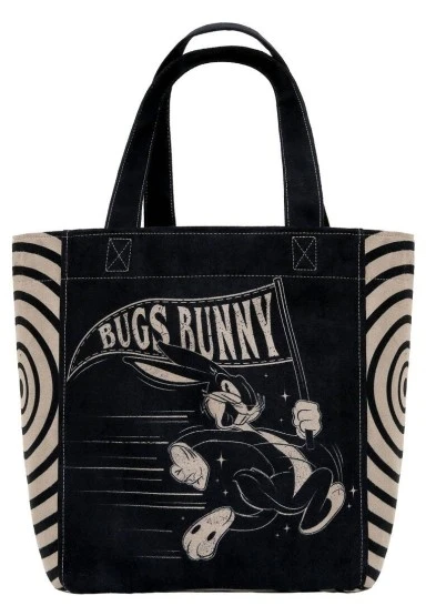 Kadın Vegan Siyah Large Tote Bag - Warner Bros What's Up, Bag! Tasarım - 