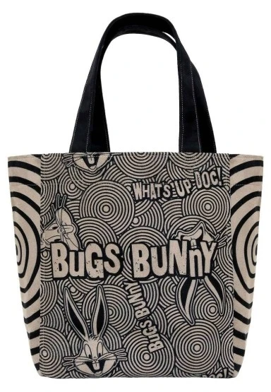 Kadın Vegan Siyah Large Tote Bag - Warner Bros What's Up, Bag! Tasarım - 
