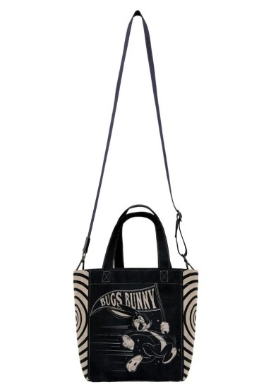 Kadın Vegan Siyah Large Tote Bag - Warner Bros What's Up, Bag! Tasarım - 