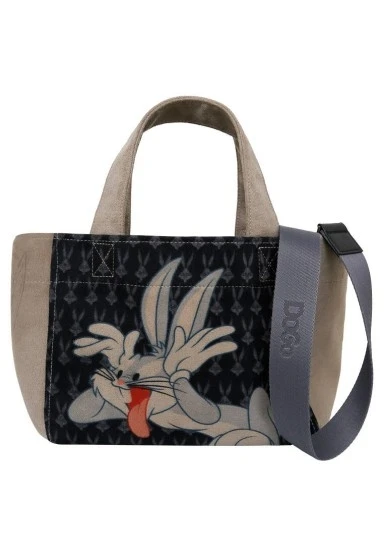 Kadın Vegan Siyah Medium Tote Bag - Warner Bros Bugs Bunny Playful Bugs Tasarım - 