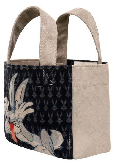 Kadın Vegan Siyah Medium Tote Bag - Warner Bros Bugs Bunny Playful Bugs Tasarım - 