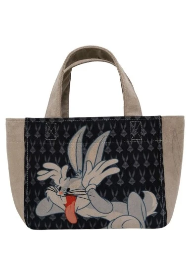 Kadın Vegan Siyah Medium Tote Bag - Warner Bros Bugs Bunny Playful Bugs Tasarım - 