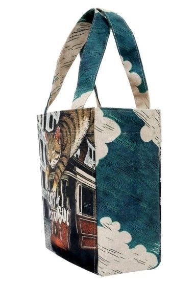Kadın Vegan Turkuaz Large Tote Bag - Tram Nap Tasarım - 