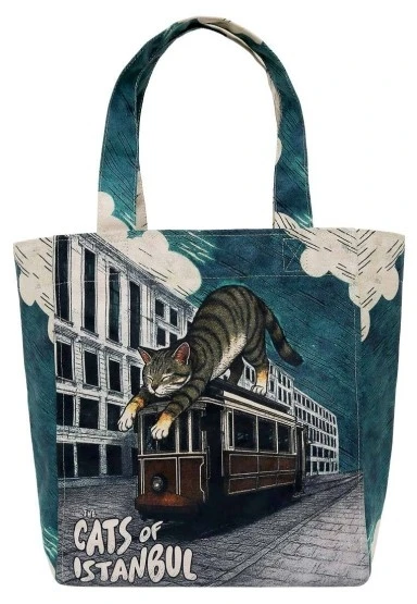 Kadın Vegan Turkuaz Large Tote Bag - Tram Nap Tasarım - 