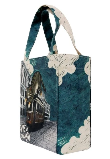 Kadın Vegan Turkuaz Large Tote Bag - Tram Nap Tasarım - 