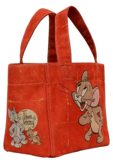 Kadın Vegan Turuncu Medium Tote Bag - Warner Bros Tom & Jerry Tasarım - 