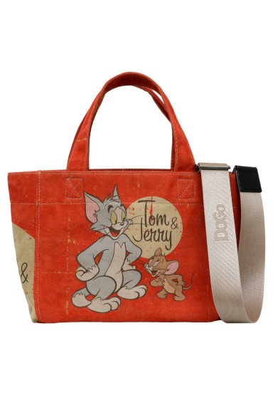 Dogo - Kadın Vegan Turuncu Medium Tote Bag - Warner Bros Tom & Jerry Tasarım