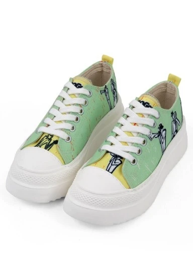 Kadın Vegan Yeşil Kalın Taban Sneakers - The Band Tasarım - 