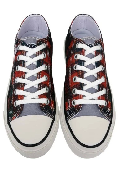 Men Vegan Black Sneakers - Japanese Skull Design - 