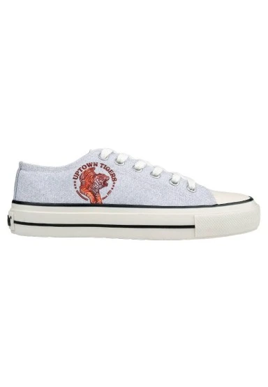 Men Vegan Gray Sneakers - Uptown Tigers Design - 