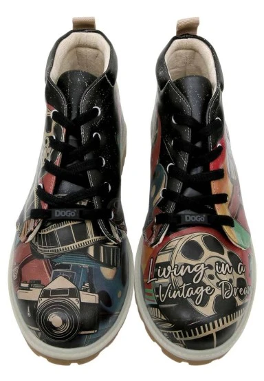 Men Vegan Leather Black Ankle Boots - Living in a Vintage Dream Design - 