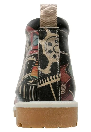 Men Vegan Leather Black Ankle Boots - Living in a Vintage Dream Design - 