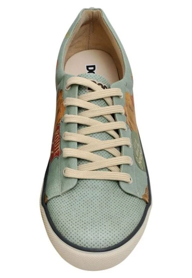 Men Vegan Leather Blue Sneakers - Route 66 Design - 