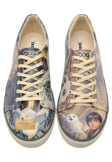Men Vegan Leather Multicolor Sneakers - Warner Bros Harry and Hedwig Harry Potter Design - 