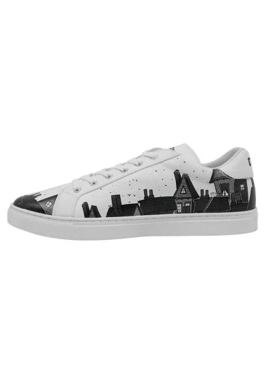 Men Vegan Leather White Sneakers - Night Lovers Design - 