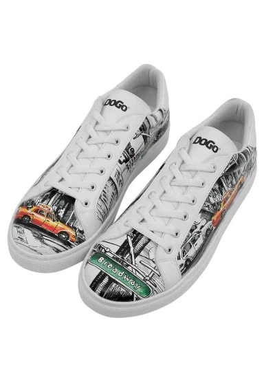 Men Vegan Leather White Sneakers - Broadway Design - 