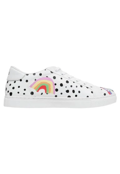 Men Vegan Leather White Sneakers - More Self Love Design - 