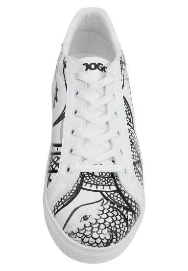 Men Vegan Leather White Sneakers - The Power Of The Dragon Design - 