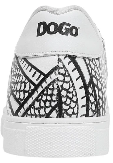 Men Vegan Leather White Sneakers - The Power Of The Dragon Design - 