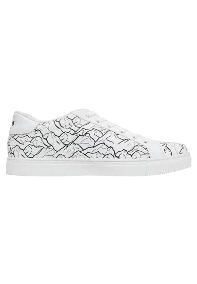 Men Vegan Leather White Sneakers - Mountain Explorer Design - 