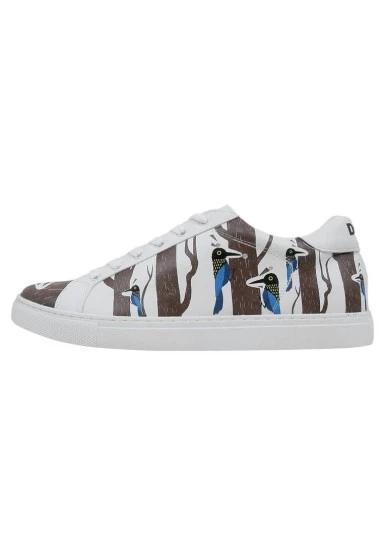 Men Vegan Leather White Sneakers - Knock Knock Design - 