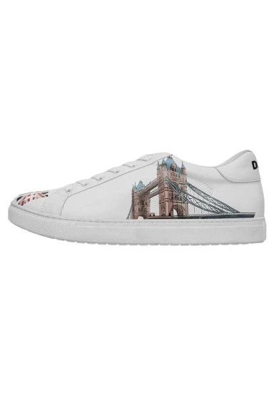 Men Vegan Leather White Sneakers - It's the Time for London Design - 