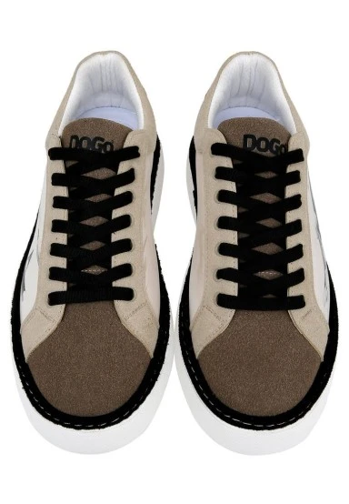 Men Vegan Leather White Sneakers - Japanese in Red Design - 