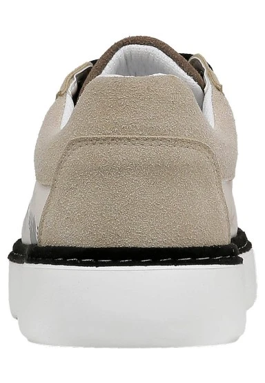 Men Vegan Leather White Sneakers - Japanese in Red Design - 