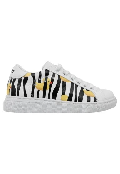 Unisex Çocuk Vegan Deri Beyaz Sneakers - Ducky Tasarım - 