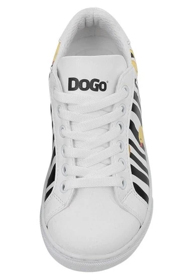 Unisex Çocuk Vegan Deri Beyaz Sneakers - Ducky Tasarım - 