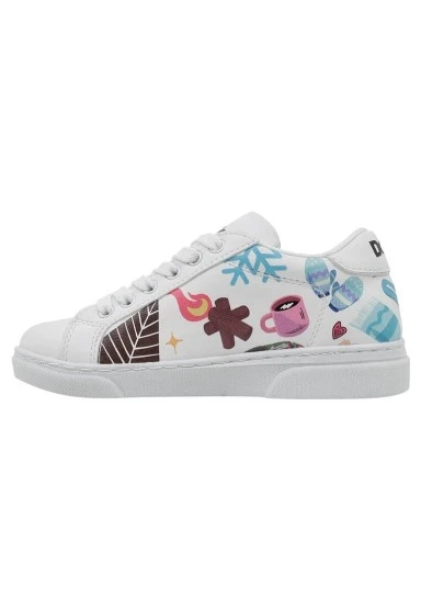 Unisex Çocuk Vegan Deri Beyaz Sneakers - Bitter Sweet Winter Tasarım - 