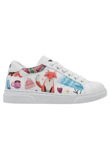 Unisex Çocuk Vegan Deri Beyaz Sneakers - Bitter Sweet Winter Tasarım - 