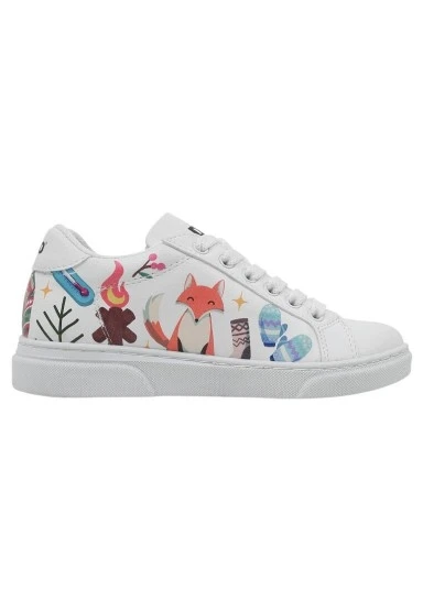 Unisex Çocuk Vegan Deri Beyaz Sneakers - Bitter Sweet Winter Tasarım - 