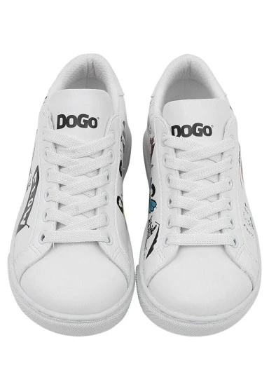 Unisex Çocuk Vegan Deri Beyaz Sneakers - Party Tasarım - 