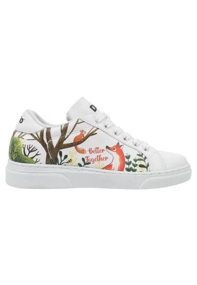 Unisex Çocuk Vegan Deri Beyaz Sneakers - Better Together Tasarım - 