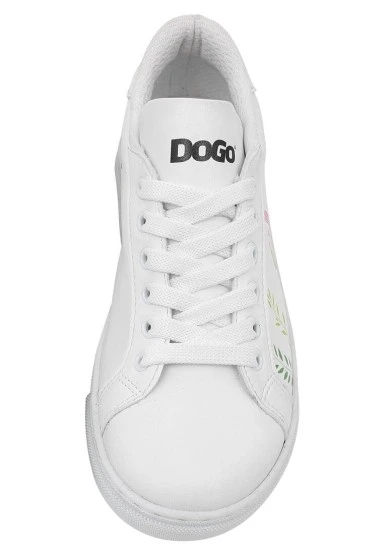 Unisex Çocuk Vegan Deri Beyaz Sneakers - It's Not Easy Being Green Tasarım - 