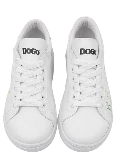 Unisex Çocuk Vegan Deri Beyaz Sneakers - It's Not Easy Being Green Tasarım - 