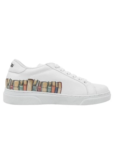 Unisex Çocuk Vegan Deri Beyaz Sneakers - The Wise Owl Tasarım - 