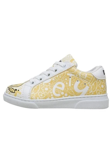 Unisex Çocuk Vegan Deri Beyaz Sneakers - Warner Bros Tweety Feeling Happy Tasarım - 