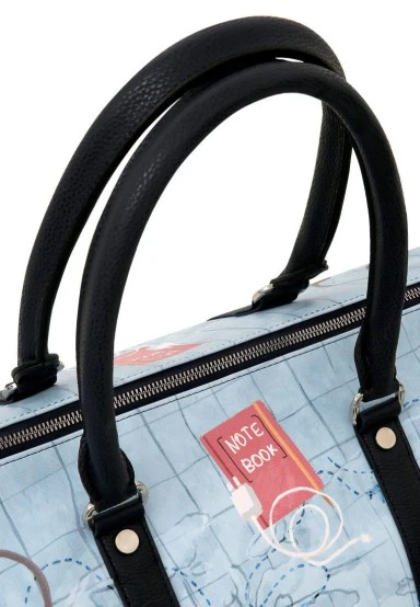Unisex Cuir Vegan Bleu Sac de Voyage - Ready to Travel Motif - 