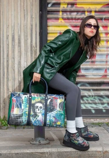 Unisex Cuir Vegan Noir Sac de Voyage - I Need Art Motif - 