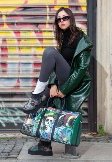 Unisex Cuir Vegan Noir Sac de Voyage - I Need Art Motif - 