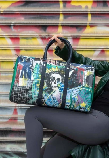Unisex Cuir Vegan Noir Sac de Voyage - I Need Art Motif - 