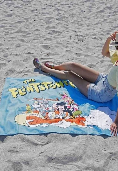 Unisex Çok Renkli Dogo Mare Deniz Havlusu - Warner Bros Looney Tunes The Flintstones Tasarım - 