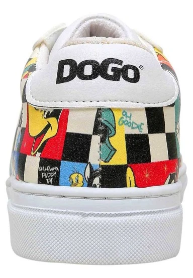 Enfants Cuir Vegan Blanc Baskets - Warner Bros You're Despicable Motif - 