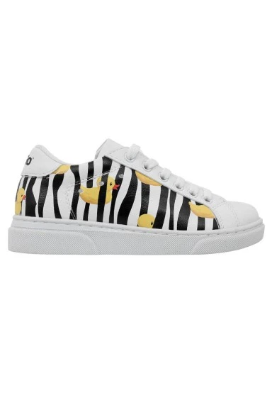 Unisex Enfants Vegan Blanc Baskets - Ducky Motif - 