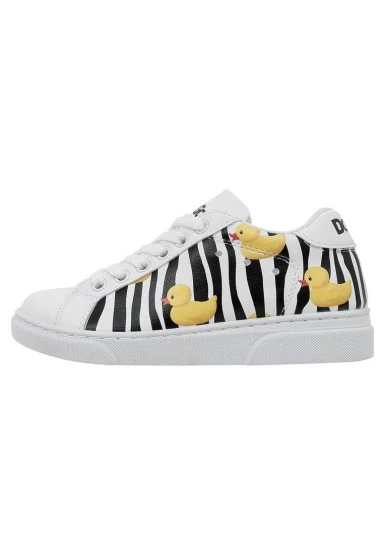 Unisex Enfants Vegan Blanc Baskets - Ducky Motif - 