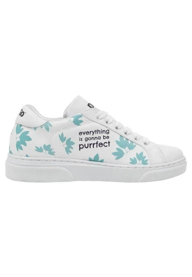 Unisex Enfants Vegan Blanc Baskets - Everything is Gonna Be Purrfect Motif - 