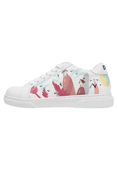 Enfants Cuir Vegan Blanc Baskets - State Of Bliss Motif - 