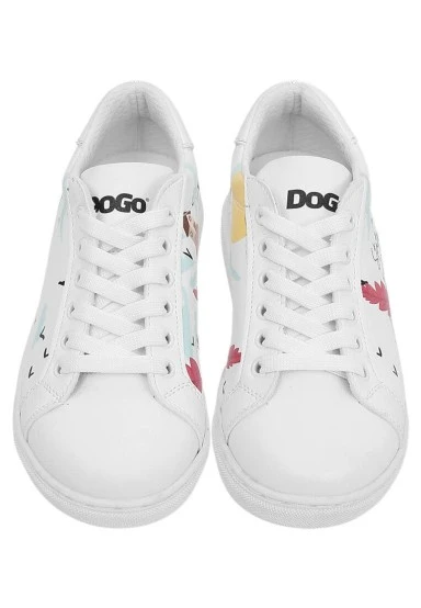 Enfants Cuir Vegan Blanc Baskets - State Of Bliss Motif - 